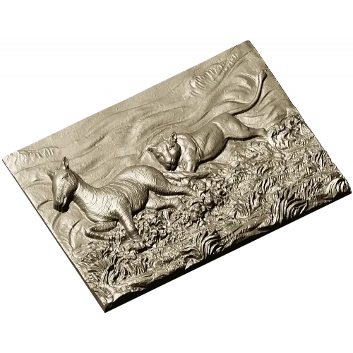 Панно "Погоня саванны" - 3D STL модель для ЧПУ
