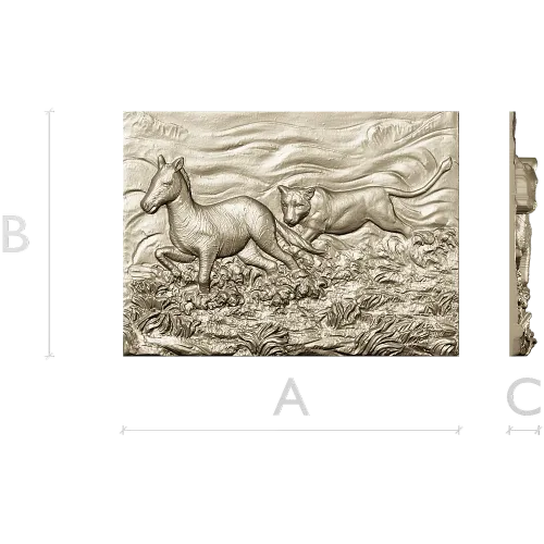 Панно "Погоня саванны" - 3D STL модель для ЧПУ