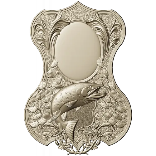 Trout Trophy Shield - STL 3D model for CNC milling