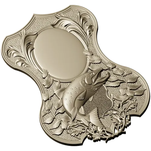 Trout Trophy Shield - STL 3D model for CNC milling