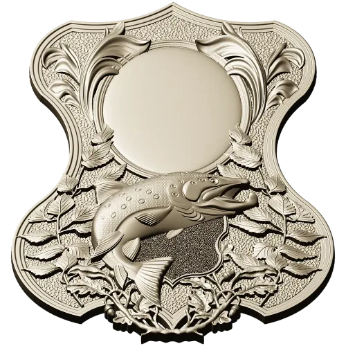 Trout Trophy Shield - STL 3D model for CNC milling