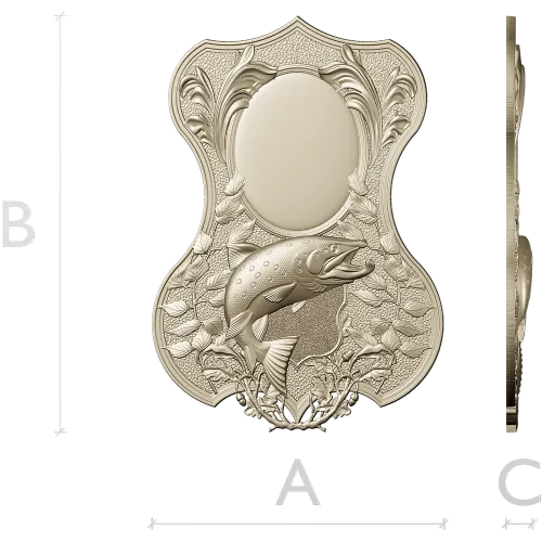 Trout Trophy Shield - STL 3D model for CNC milling