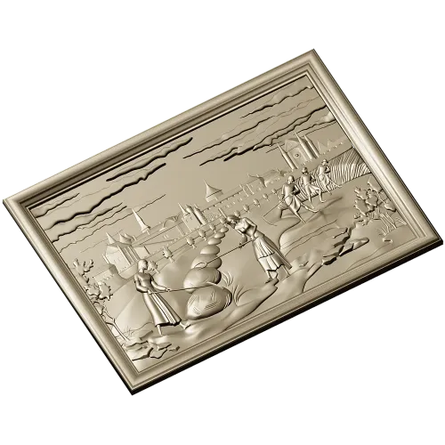 Панно "Сбор урожая у крепости" - 3D STL модель для ЧПУ