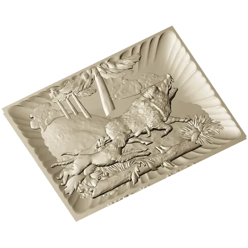 Wolf and Hounds Relief - STL 3D Model for CNC