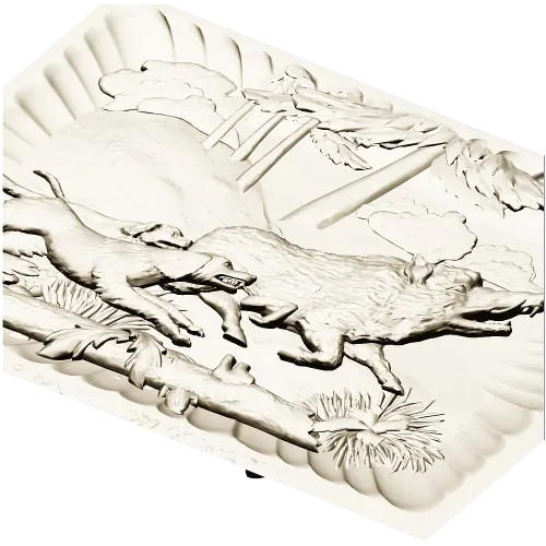 Wolf and Hounds Relief - STL 3D Model for CNC