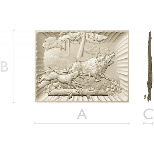 Wolf and Hounds Relief - STL 3D Model for CNC