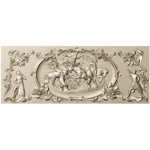Baroque Hunting Panel - STL 3D Model for CNC
