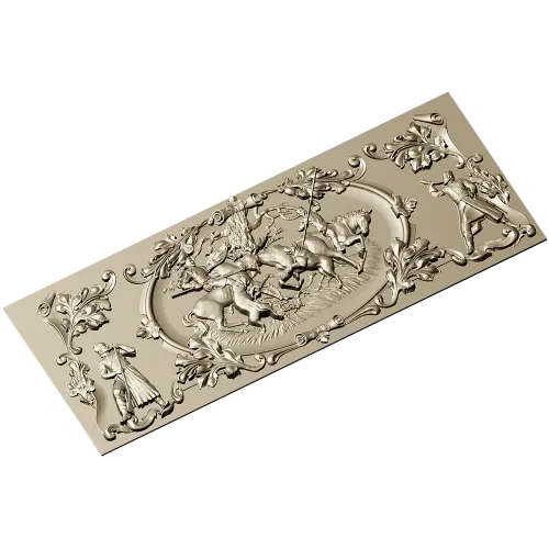 Baroque Hunting Panel - STL 3D Model for CNC