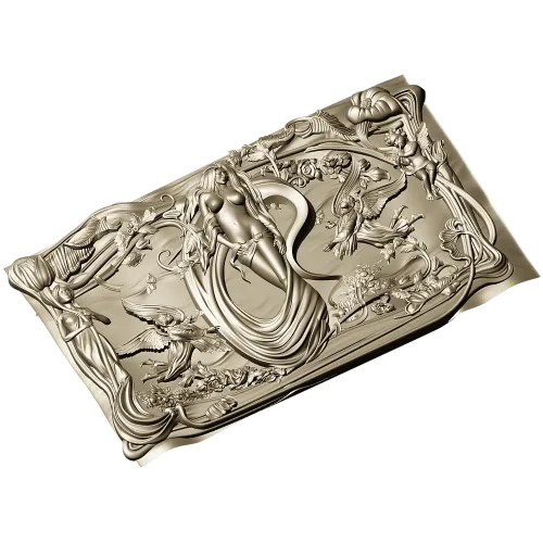 Art Nouveau Nymph Decorative Panel 3D STL for CNC