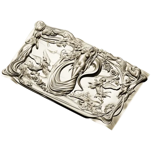 Art Nouveau Nymph Decorative Panel 3D STL for CNC