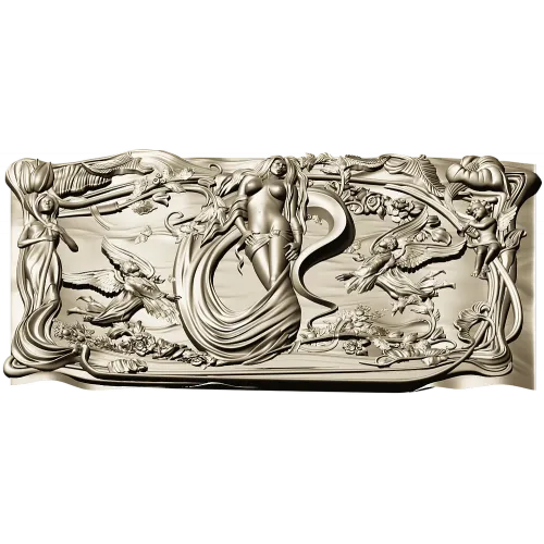 Art Nouveau Nymph Decorative Panel 3D STL for CNC