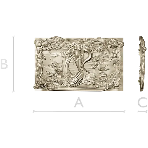 Art Nouveau Nymph Decorative Panel 3D STL for CNC