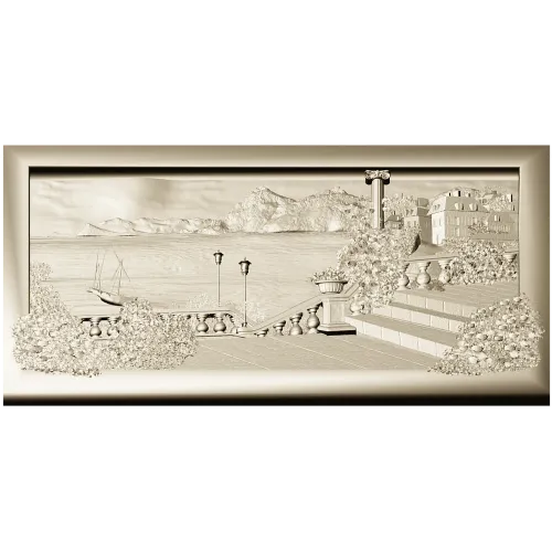 3D панно "Терраса у моря" - STL модель для ЧПУ