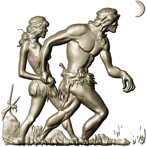 Primeval Walkers - high-relief STL model for CNC wood carving