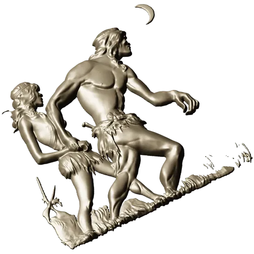 Primeval Walkers - high-relief STL model for CNC wood carving
