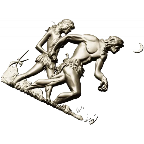 Primeval Walkers - high-relief STL model for CNC wood carving