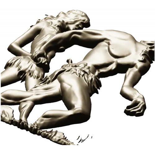 Primeval Walkers - high-relief STL model for CNC wood carving