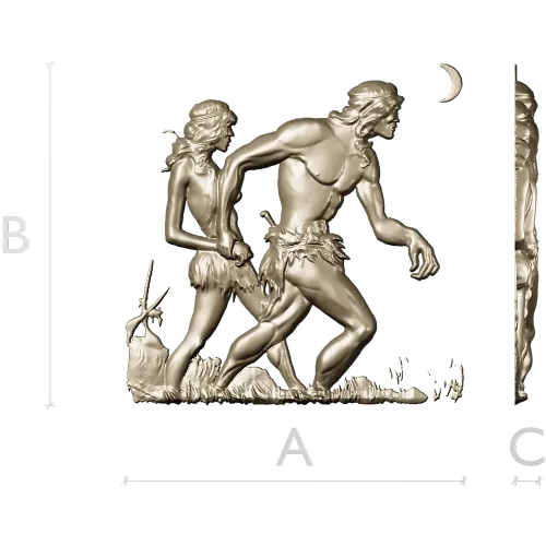 Primeval Walkers - high-relief STL model for CNC wood carving