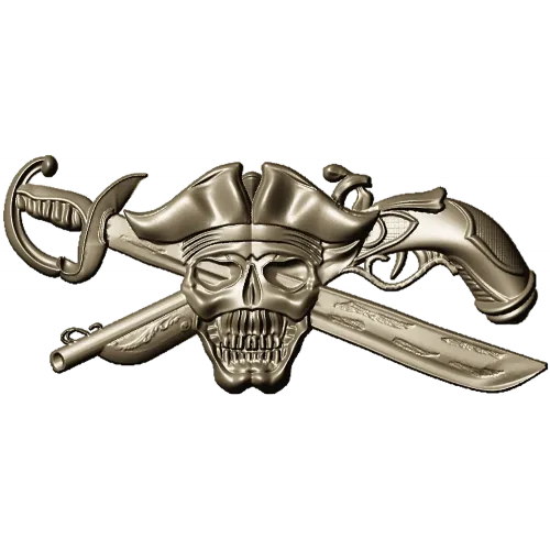 Pirate Skull Emblem STL for CNC
