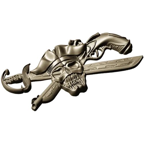 Pirate Skull Emblem STL for CNC