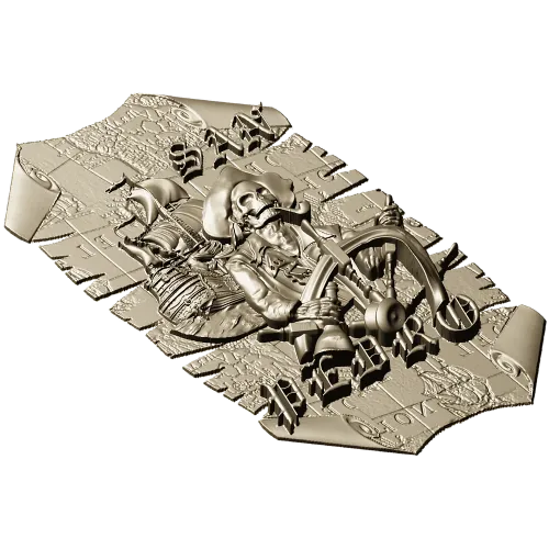 Pirate Captain Bas-Relief STL 3D Model for CNC