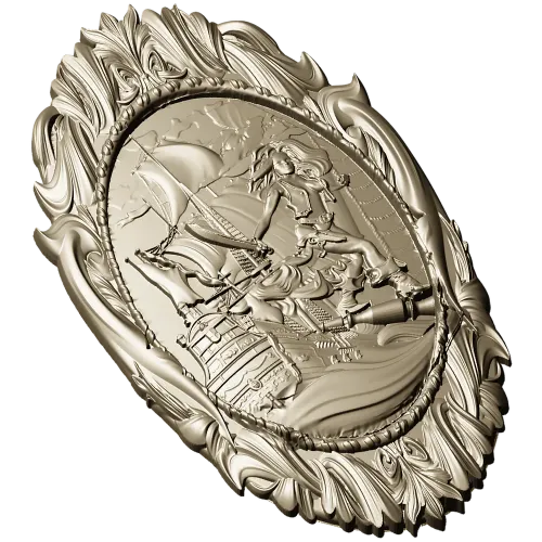 Овальный морской медальон - 3D модель STL для ЧПУ с пиратской сценой