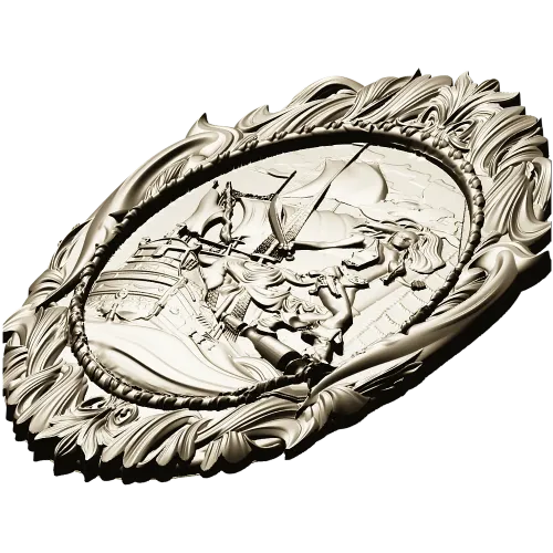 Овальный морской медальон - 3D модель STL для ЧПУ с пиратской сценой