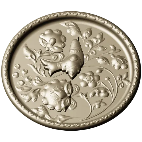 Songbird Floral Medallion - STL 3D model for CNC