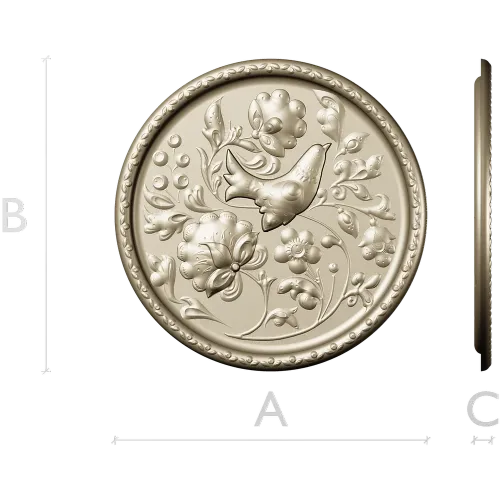 Songbird Floral Medallion - STL 3D model for CNC