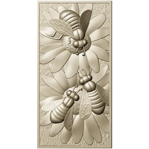 Bees on Daisies - High-Relief STL Panel for CNC
