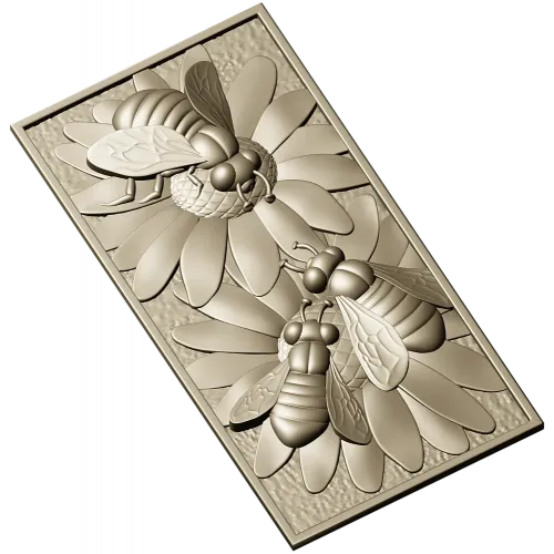 Bees on Daisies - High-Relief STL Panel for CNC