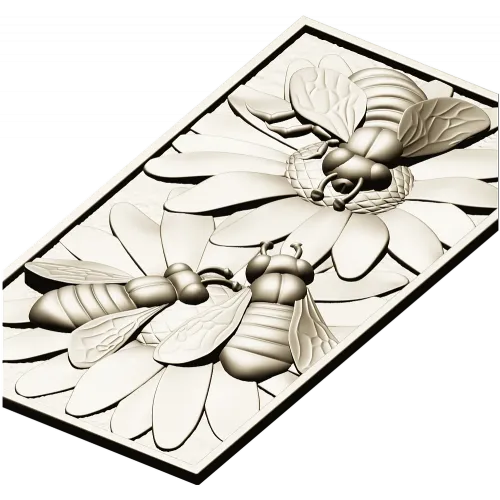 Bees on Daisies - High-Relief STL Panel for CNC