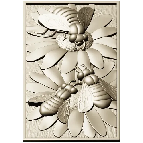 Bees on Daisies - High-Relief STL Panel for CNC