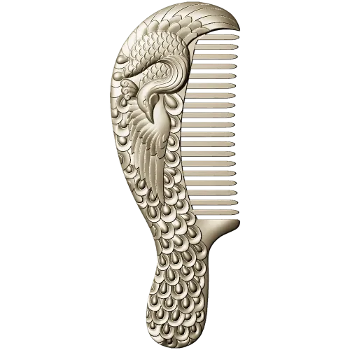 Ornate Phoenix Comb 3D STL for CNC carving