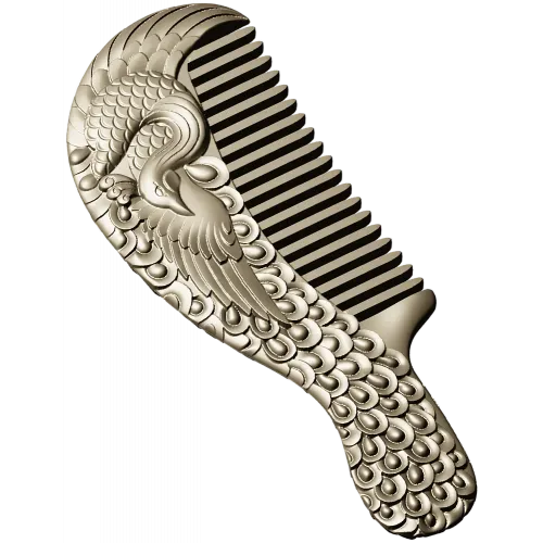 Ornate Phoenix Comb 3D STL for CNC carving