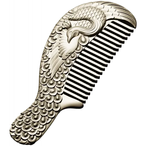 Ornate Phoenix Comb 3D STL for CNC carving