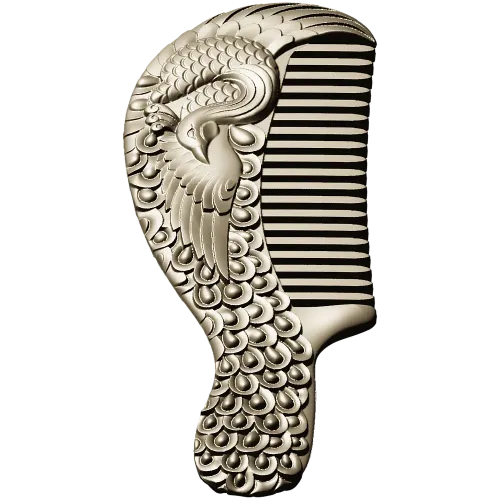 Ornate Phoenix Comb 3D STL for CNC carving