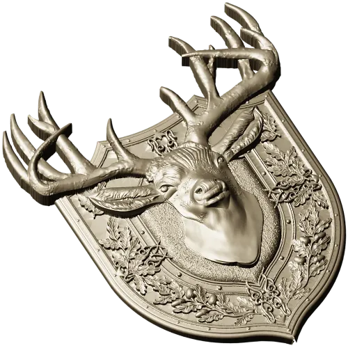 Stag Head Shield STL - High Relief CNC Model