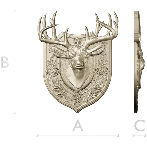 Stag Head Shield STL - High Relief CNC Model