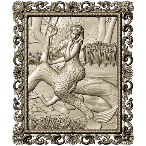 Sea Song Mermaid Relief - 3D STL Panel for CNC Milling