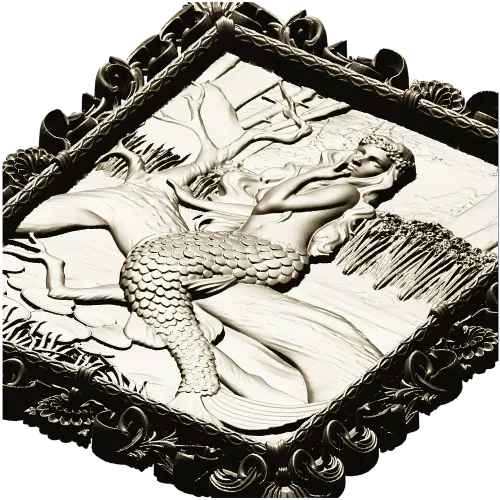 Sea Song Mermaid Relief - 3D STL Panel for CNC Milling
