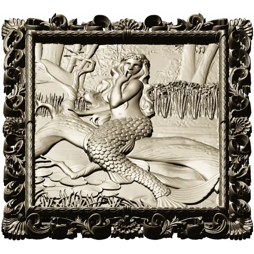 Sea Song Mermaid Relief - 3D STL Panel for CNC Milling