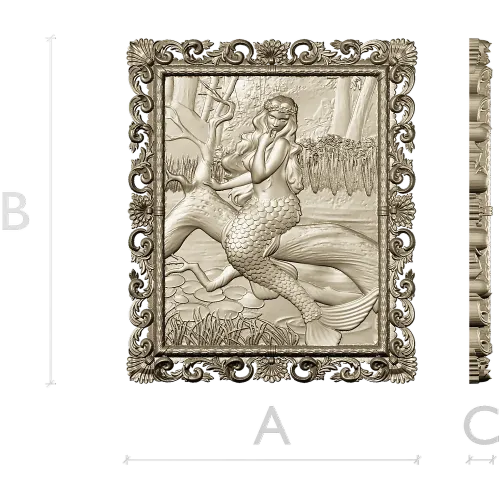 Sea Song Mermaid Relief - 3D STL Panel for CNC Milling