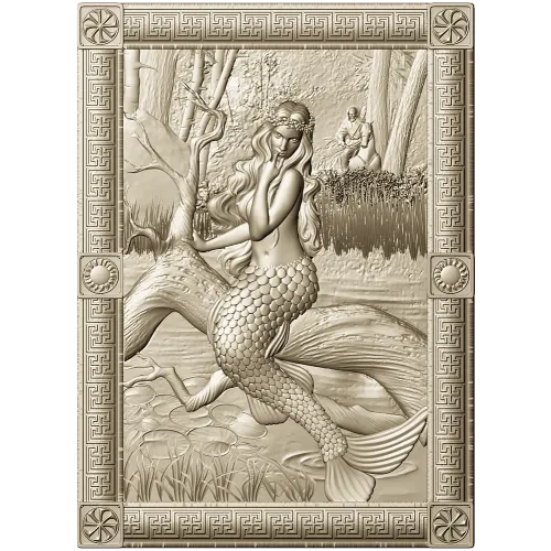 Mermaid high-relief panel STL for CNC