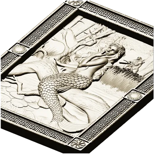 Mermaid high-relief panel STL for CNC