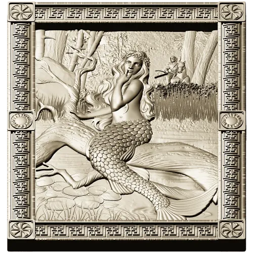 Mermaid high-relief panel STL for CNC