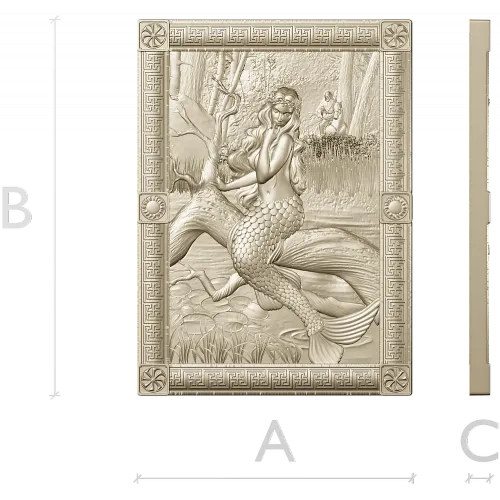 Mermaid high-relief panel STL for CNC