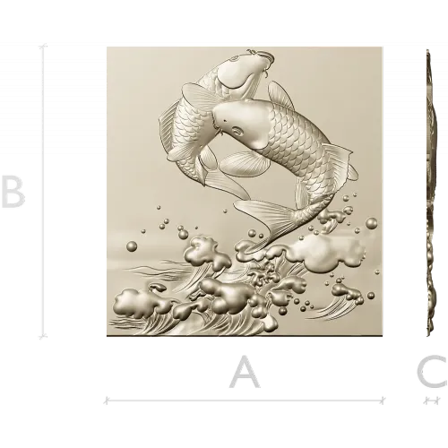 Koi Embrace - high-relief STL panel for CNC