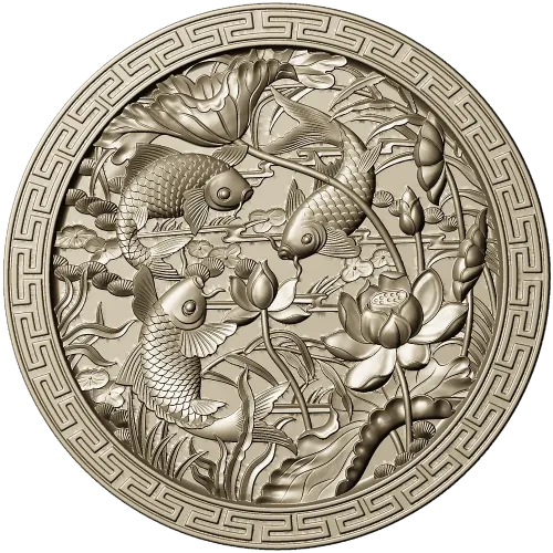 Koi & Lotus Round Relief - STL 3D Model for CNC