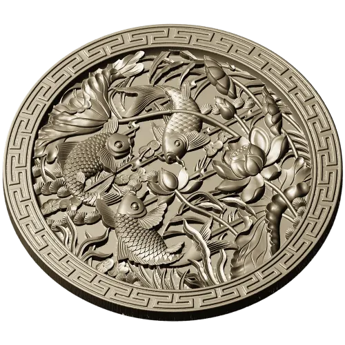 Koi & Lotus Round Relief - STL 3D Model for CNC